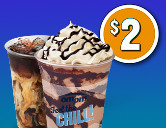 Small Iced Coffee and small Frostiato for $2