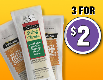 Sargento Fiesta Pepper String Cheese and Sargento String Cheese 3 for $2