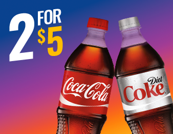 A bottle of Coca Cola and a bottle of Diet Coca Cola