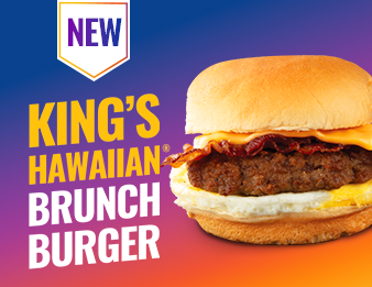 The new King’s Hawaiian Brunch Burger with bacon, egg, and cheese.