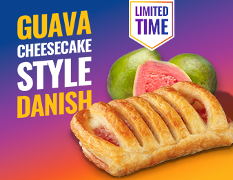The Guava Cheesecake Style Danish and chunks of guava, here for a limited time.