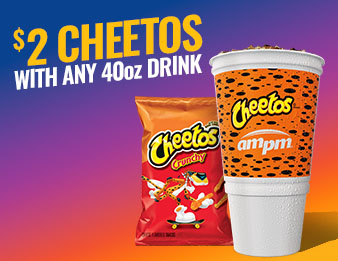 A bag of Cheetos with a limited-edition Cheetos fountain cup
