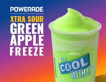 A Powerade extra sour green apple freeze