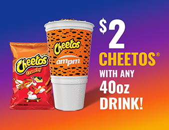 A Cheetos Collectors Cup and a bag of Cheetos