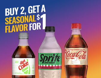 A bottle of Diet Coke with Lime, Coke Holiday Vanilla, and Winter Spiced Cranberry Sprite.