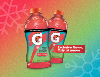 Try the #TMGS Tropical Punch Gatorade® . Exclusive flavor, only at AMPM.