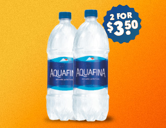 2 1 Liter Aquafina bottles--2 for $3.50.