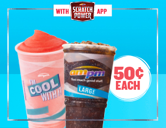 WE’LL DRINK TO THAT, An image of a Freeze and Fountain Drink. The Scratch Power app now offers a 50-cent deal on Freezes and Fountain Drinks on Fridays.