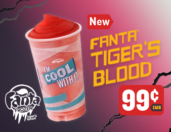 A medium new Tiger’s Blood Fanta Freeze. 99 cents each.
