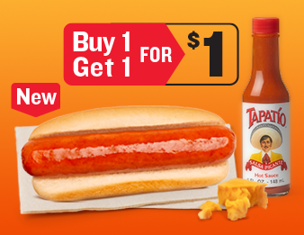 The new Tapatío Cheddar dog. Buy 1, get 1 for $1.