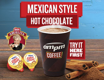 Sweet & Spicy Just Like Granny Likey, A chocolaty, delicious Abuelita Mexican Hot Chocolate next to an equally deelish Abuelita Coffee Creamer. Now available at ae em pee em.