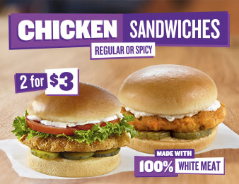 Early Bird Gets the Sandwich, Image of two crispy and delicious chicken sandwiches.