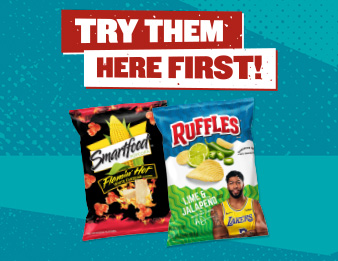 Get ’Em While They’re Hot (and Spicy) , Image of a bag of Smartfood Flamin' Hot and a bag of Lime & Jalapeno Ruffles.