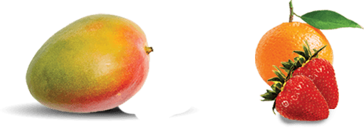 mango, orange and strawbberry